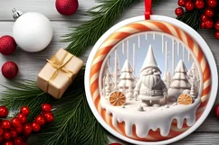 Round Christmas Ornament Sublimation|Clipart Product Image 2