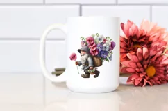 Gnome With Flower Bouquet Digital Painting Clipart Product Image 2