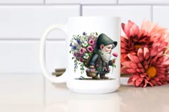 Gnome With Flower Bouquet Digital Painting Clipart Product Image 2