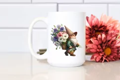 Gnome With Flower Bouquet Digital Painting Clipart Product Image 2