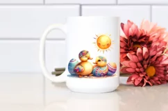 Colorful Smiling Baby Duck Sitting on Sun | Sublimation Product Image 2