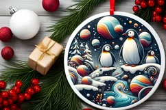 Round Christmas Ornament Sublimation|Clipart Product Image 2