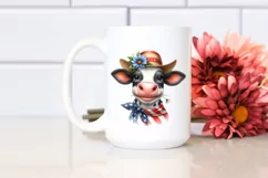 Watercolor Cow Portrait with Sun Hat & Goofy Smile | Clipart Product Image 2