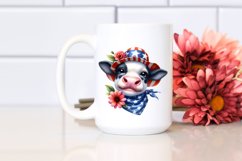 Watercolor Cow Portrait with Sun Hat &amp; Goofy Smile | Clipart Product Image 2