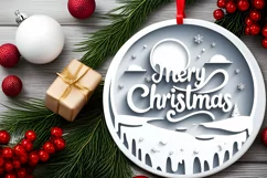 Round Christmas Ornament Sublimation|Clipart Product Image 2