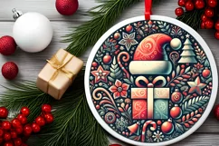Round Christmas Ornament Sublimation|Clipart Product Image 1