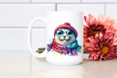 Funny Cute Seal Smiling Wearing a Scarf on the Head Product Image 2