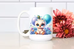 Colorful Baby Peacock Sitting on Balloons | Clipart Product Image 2