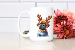 Cool Mastiff with Reindeer Horns PNG Product Image 2