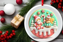 Round Christmas Ornament Sublimation|Clipart Product Image 1