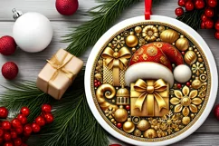 Round Christmas Ornament Sublimation|Clipart Product Image 1