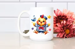 Colorful Watercolor Funny Chicken Sailor Suit | Sublimation Product Image 2