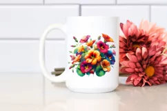 Vibrant Watercolor Buquet with Nasturtium | Clipart Product Image 2