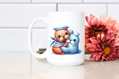 Cute Baby Walrus Cudling Sailor | Clipart Product Image 2