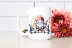 Vintage Santa with Gnomes on Moon PNG Product Image 2