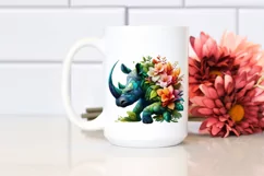 Rhino with 3D Flowers, Transparent PNG Product Image 2