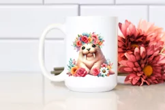 Cute Cartoon-Style Walrus Sitting on Flower | Clipart Product Image 2
