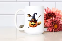 Funny Watercolor Halloween Broom | Sublimation Clipart Product Image 2
