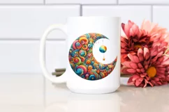 Vibrant Moon Watercolor | Sublimation Clipart Product Image 2