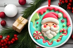 Round Christmas Ornament Sublimation|Clipart Product Image 1