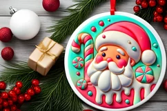 Round Christmas Ornament Sublimation|Clipart Product Image 1
