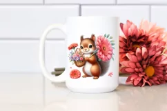 Whimsical Baby Squirrel with Flowers | Clipart Product Image 2