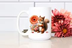 Whimsical Baby Squirrel with Flowers | Clipart Product Image 2
