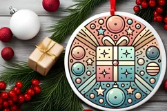 Round Christmas Ornament Sublimation|Clipart Product Image 1