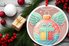Round Christmas Ornament Sublimation|Clipart Product Image 1