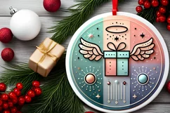 Round Christmas Ornament Sublimation|Clipart Product Image 1