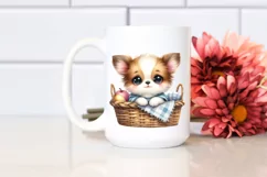 Cute Smiling Baby in Basket PNG Product Image 2