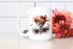 Skull with Hair and Bow PNG Product Image 2