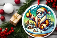 Round Christmas Ornament Sublimation|Clipart Product Image 1