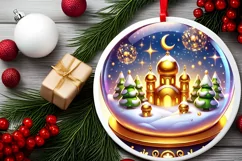 Round Christmas Ornament Sublimation|Clipart Product Image 1