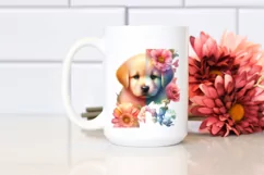 Vibrant Pastel Watercolor Puppy Flowers Product Image 2