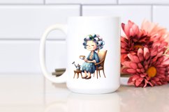 Old Lady Sitting on Chair with Hair Curlers | Sublimation Product Image 2