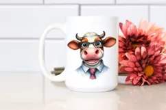 Cow Enthusiastic Cow Portrait with Tie|Sublimation Clipart Product Image 2