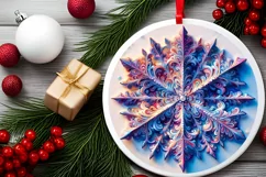 Snow Flake Christmas Round Cute Ornament Sublimation Product Image 1