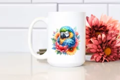 Cute Baby Macaw Sleeping in a Flower | Clipart Product Image 2