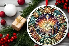 Round Christmas Ornament Sublimation|Clipart Product Image 1