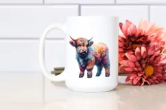 colorful Baby Highland Cow with Flower Product Image 2