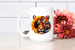 tiger made of flowers PNG Product Image 2
