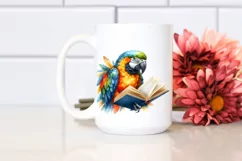 Colorful Macaw Book Reading Clipart Product Image 2