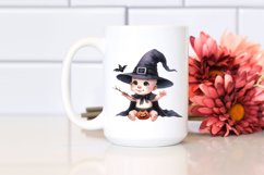 Funny Watercolor Baby Witch Halloween | Sublimation Clipart Product Image 2