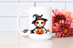 Funny Watercolor Baby Witch Halloween | Sublimation Clipart Product Image 2