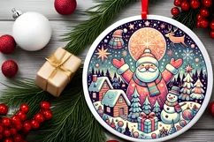 Round Christmas Ornament Sublimation|Clipart Product Image 1