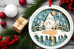 Round Christmas Ornament Sublimation|Clipart Product Image 2