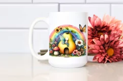 Colorful Fairy House and Rainbow | Clipart Product Image 2