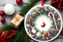 Round Christmas Ornament Sublimation|Clipart Product Image 2
