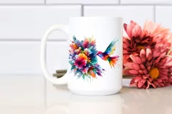 Vibrant Abstract Watercolor Hummingbird Flowers Product Image 2